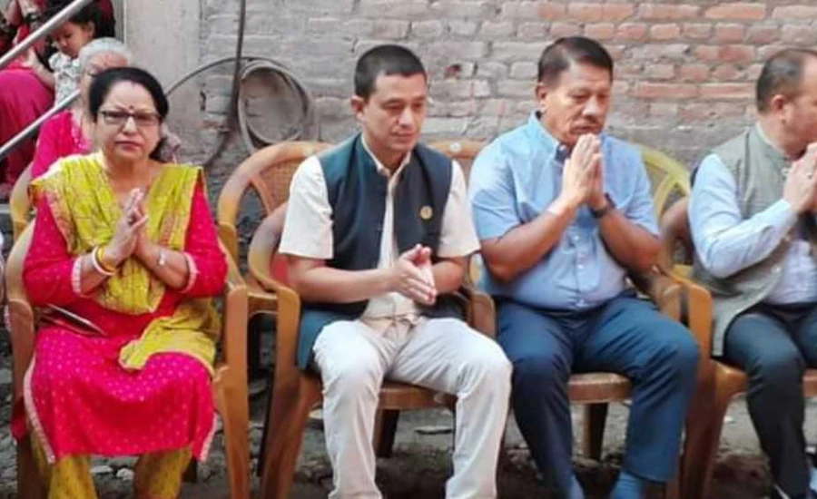 अनामनगरमा महाप्रज्ञा आश्रम (बिहार) भवनको प्रकाशमान सिंहद्वारा शिलान्यास