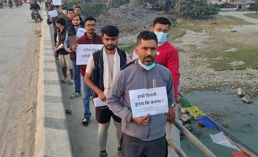 'ई' र 'चाउ'को लुम्बिनी - सिंहदरबार पदयात्राको आज छैटौं दिन